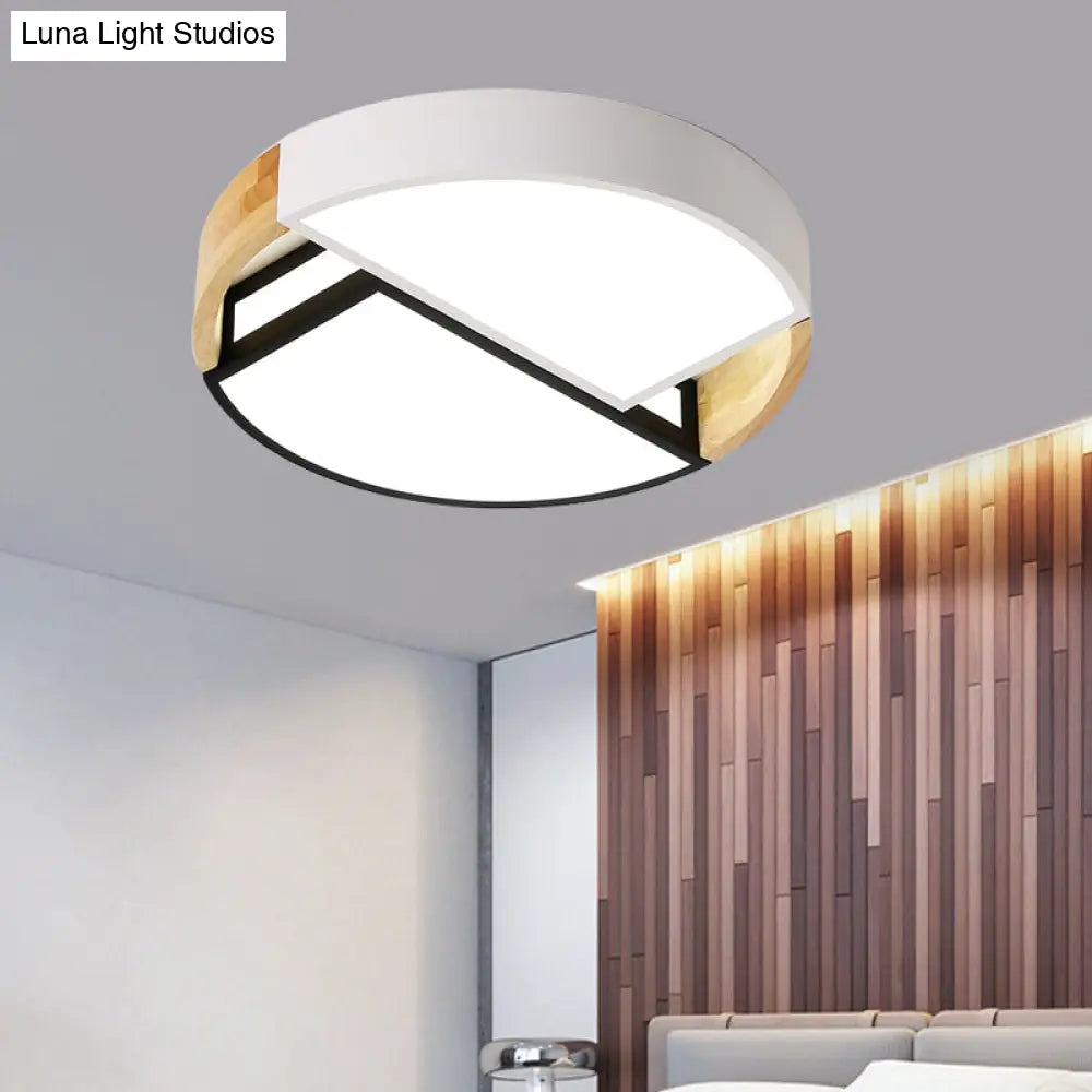 Modern Nordic Acrylic Flushmount Led Ceiling Light In White-Black For Bedroom 16/19.5 Wide