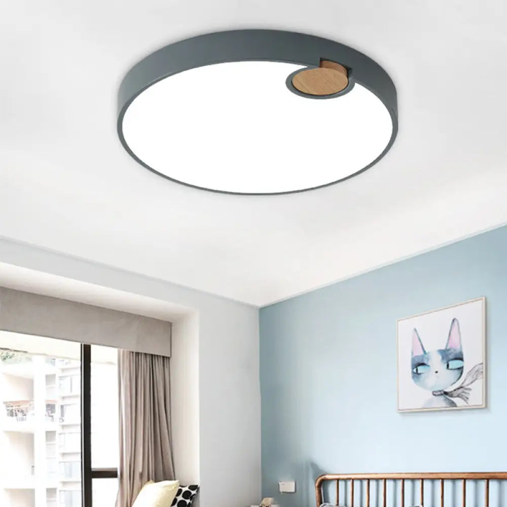 Modern Nordic Acrylic Led Flush Mount Ceiling Lamp Grey Wood Deco Warm/White/Neutral Light