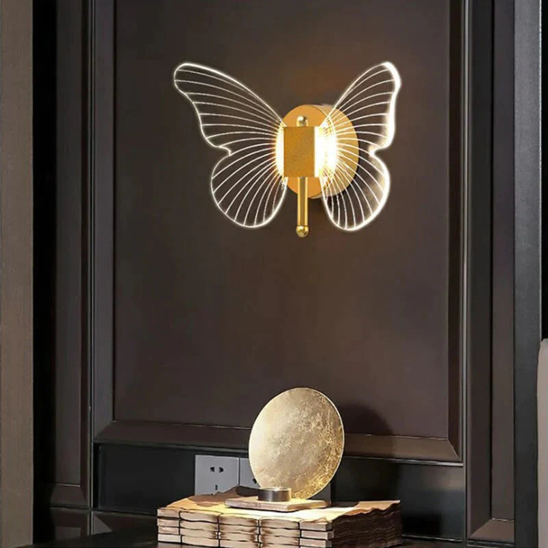 Modern Nordic All Copper Led  Butterfly Wall Lamp