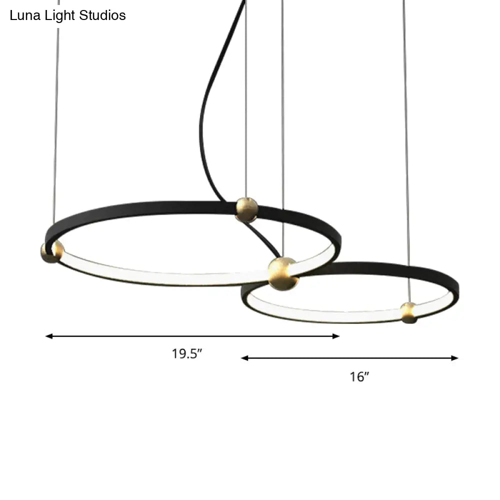 Modern Nordic Black Chandelier Led Hanging Light For Restaurant And Study Room - Warm/White