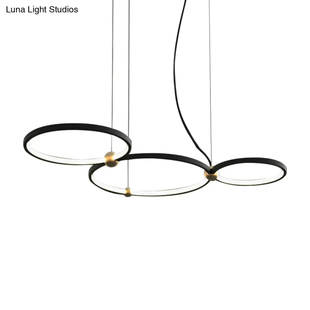 Modern Nordic Black Chandelier Led Hanging Light For Restaurant And Study Room - Warm/White