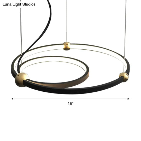 Modern Nordic Black Chandelier Led Hanging Light For Restaurant And Study Room - Warm/White