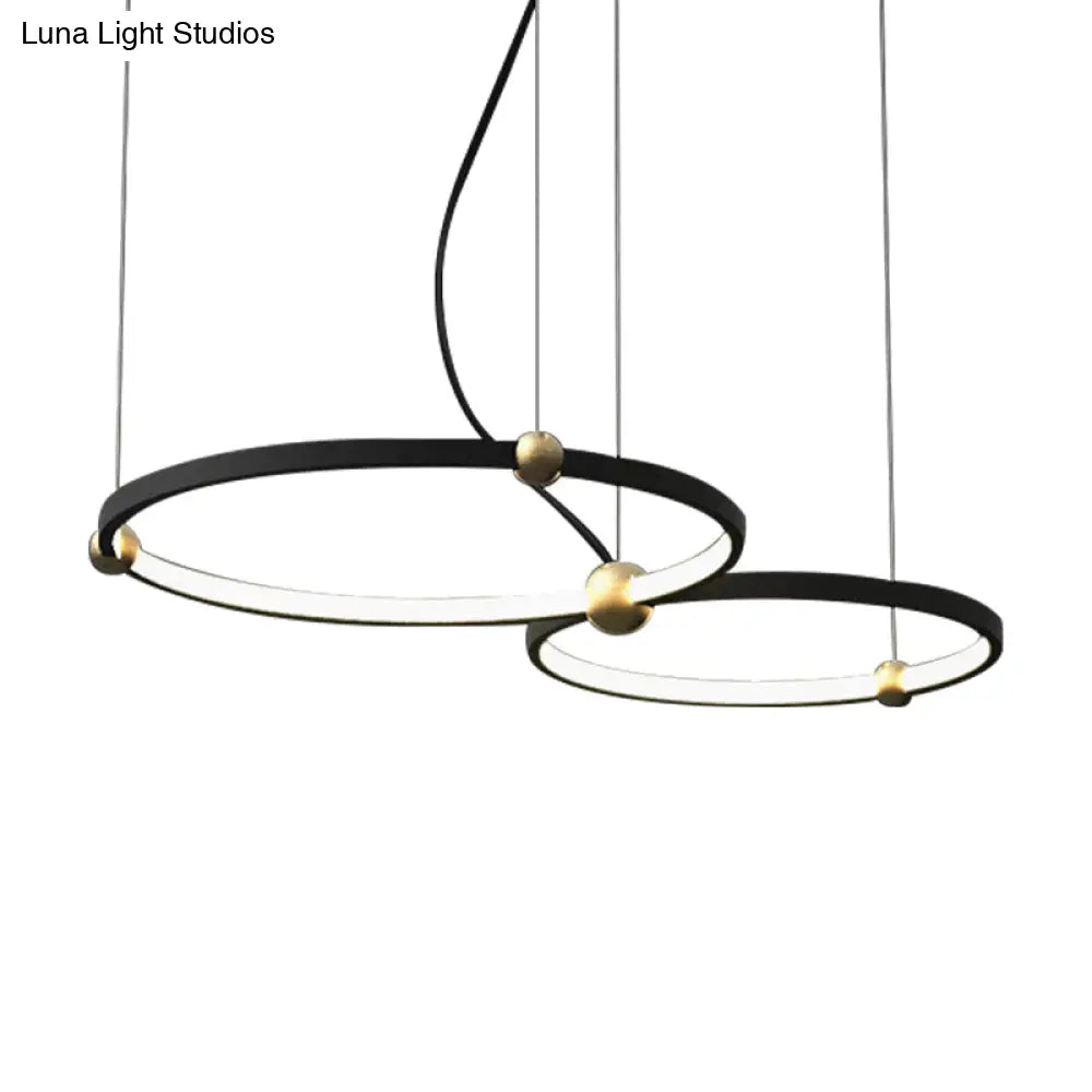 Modern Nordic Black Chandelier Led Hanging Light For Restaurant And Study Room - Warm/White