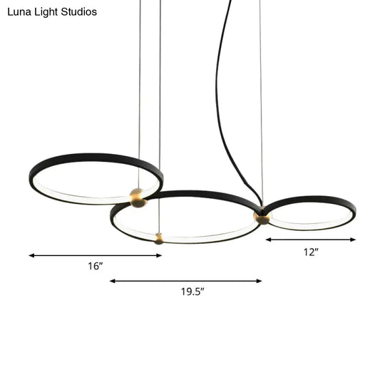 Modern Nordic Black Chandelier Led Hanging Light For Restaurant And Study Room - Warm/White