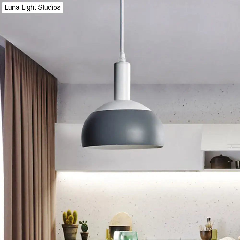 Rotatable Grey Nordic Dome Pendant Light Kit - Modern Iron Design For Living Room Suspension