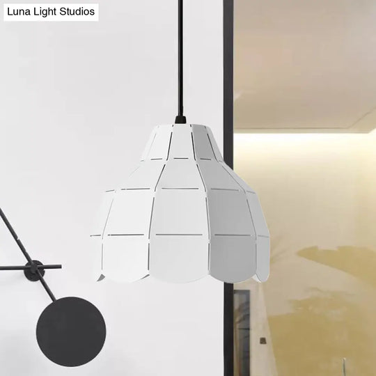 Nordic Style Metal Dome Pendant Light - Black/Grey/White | One Bulb Hanging Lamp For Dining Room