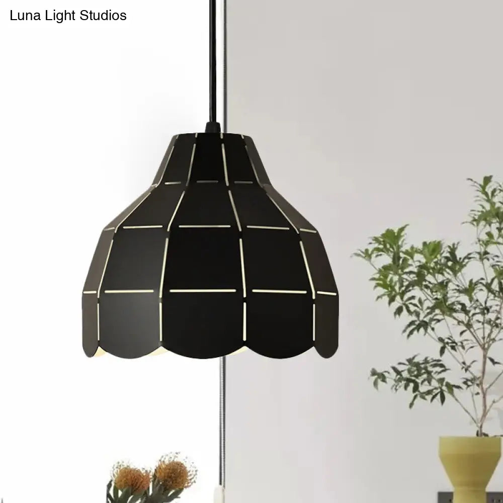 Nordic Style Metal Dome Pendant Light - Black/Grey/White | One Bulb Hanging Lamp For Dining Room