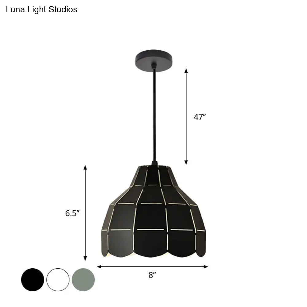 Nordic Style Metal Dome Pendant Light - Black/Grey/White | One Bulb Hanging Lamp For Dining Room