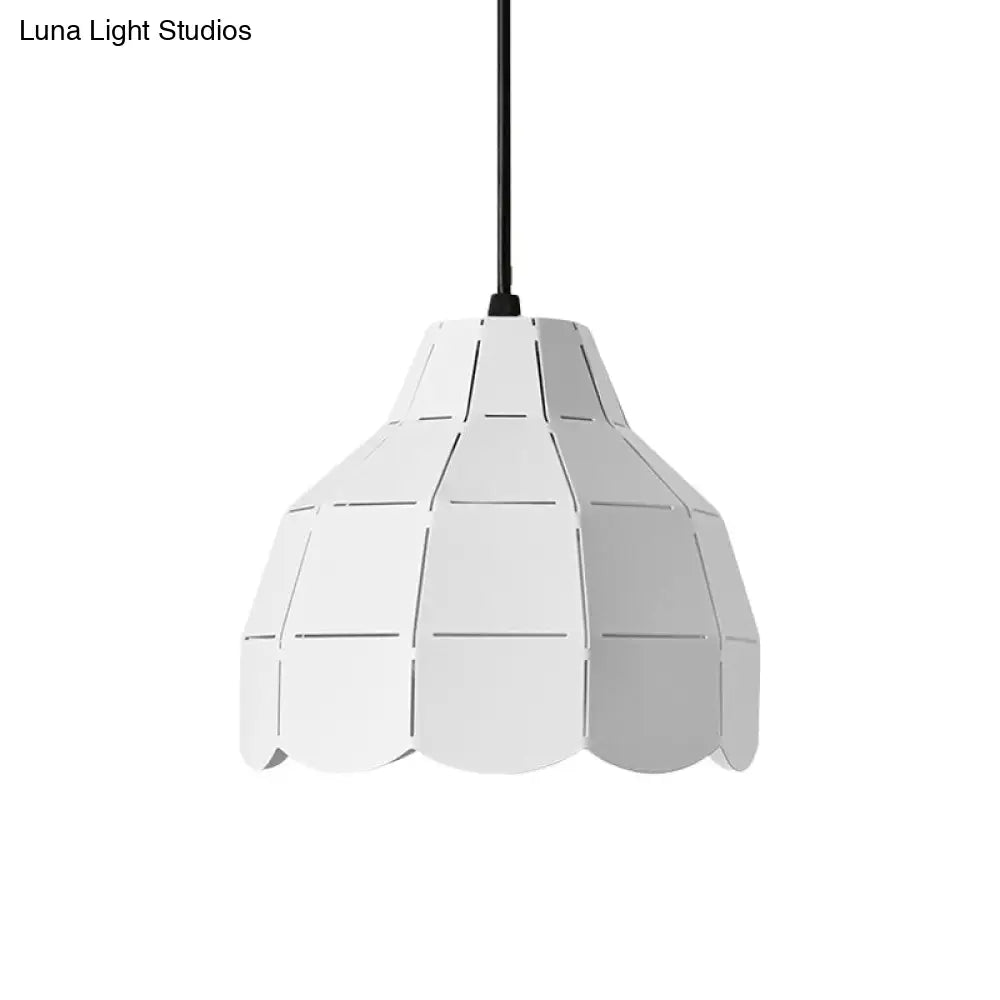 Nordic Style Metal Dome Pendant Light - Black/Grey/White | One Bulb Hanging Lamp For Dining Room