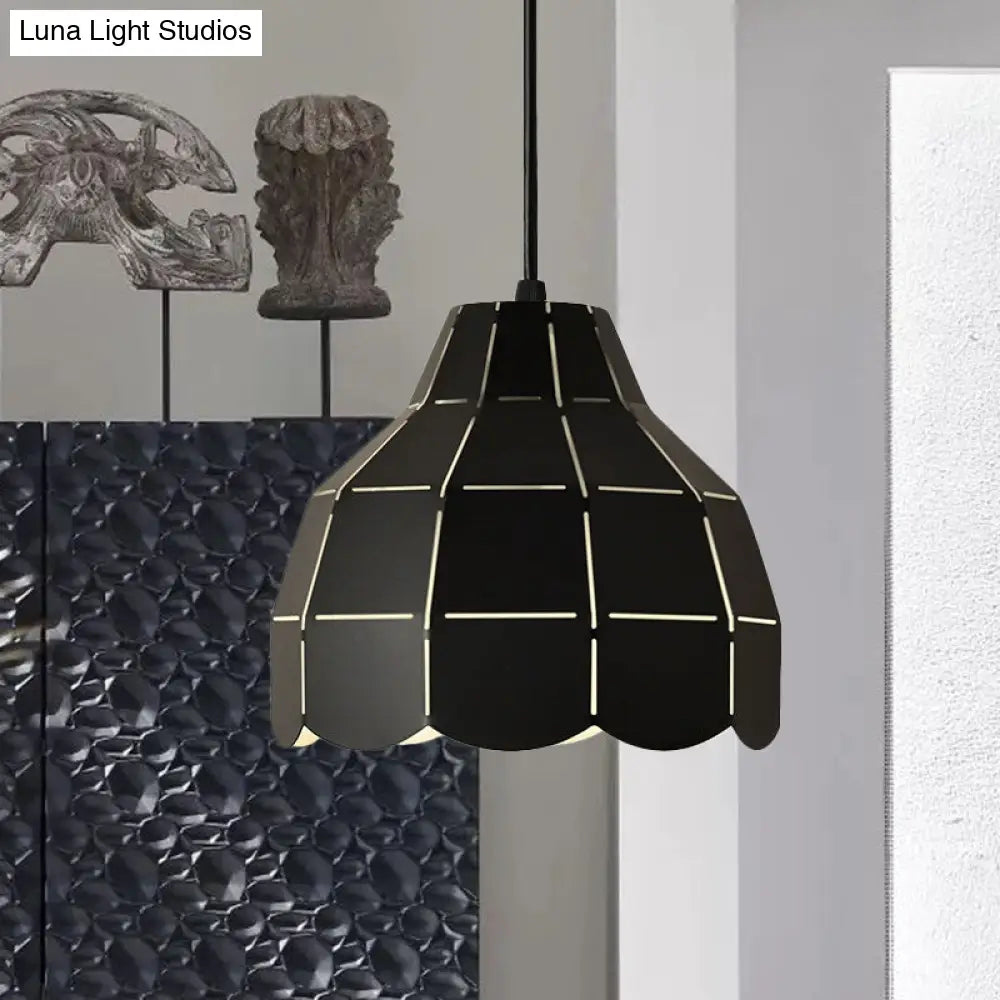 Nordic Style Metal Dome Pendant Light - Black/Grey/White | One Bulb Hanging Lamp For Dining Room