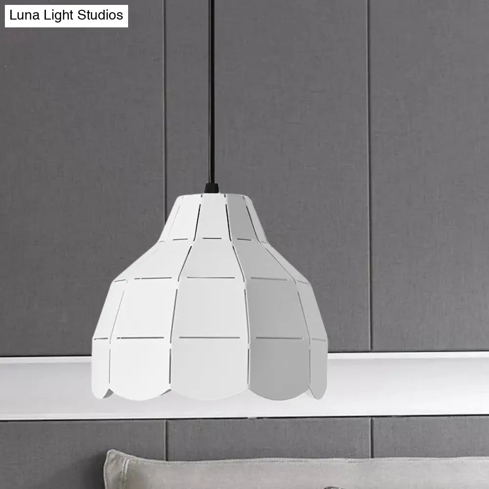 Nordic Style Metal Dome Pendant Light - Black/Grey/White | One Bulb Hanging Lamp For Dining Room