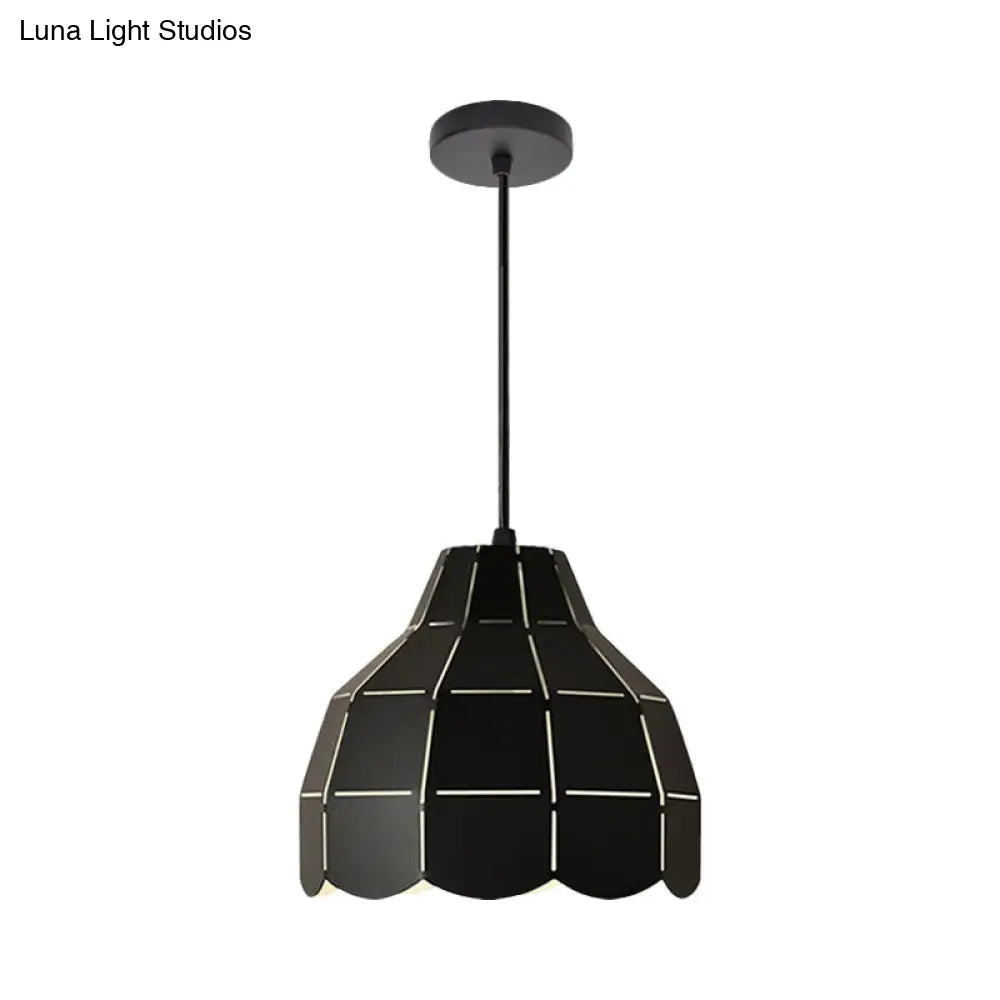 Nordic Style Metal Dome Pendant Light - Black/Grey/White | One Bulb Hanging Lamp For Dining Room