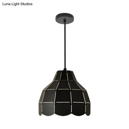 Nordic Style Metal Dome Pendant Light - Black/Grey/White | One Bulb Hanging Lamp For Dining Room