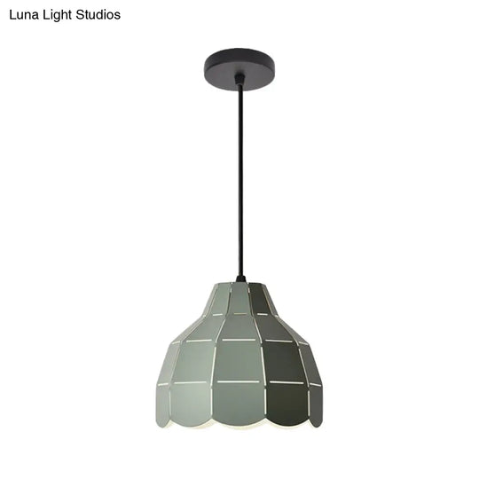 Nordic Style Metal Dome Pendant Light - Black/Grey/White | One Bulb Hanging Lamp For Dining Room