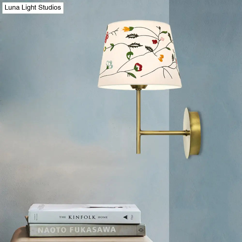 Modern Nordic Embroidery Fabric Drum Wall Mount Lamp - 1-Head Gold Lighting Ideas