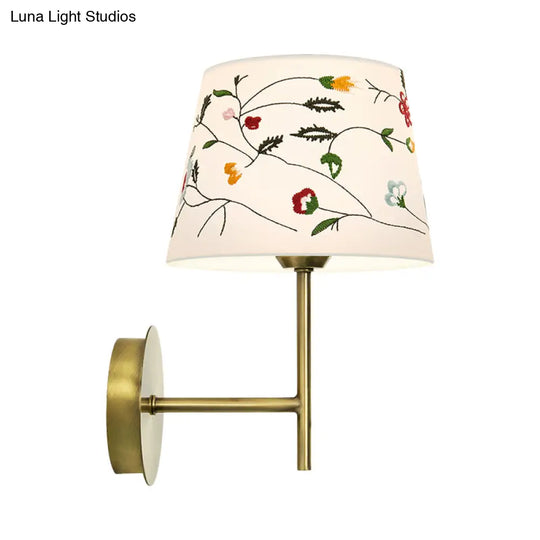 Modern Nordic Embroidery Fabric Drum Wall Mount Lamp - 1-Head Gold Lighting Ideas