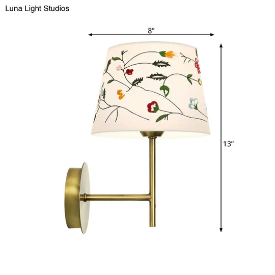 Modern Nordic Embroidery Fabric Drum Wall Mount Lamp - 1-Head Gold Lighting Ideas