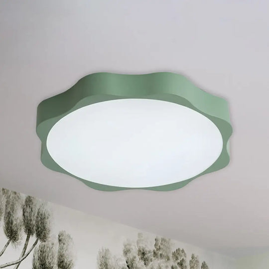 Modern Nordic Flush Mount Flower Baby Ceiling Light In Acrylic Green / 12’