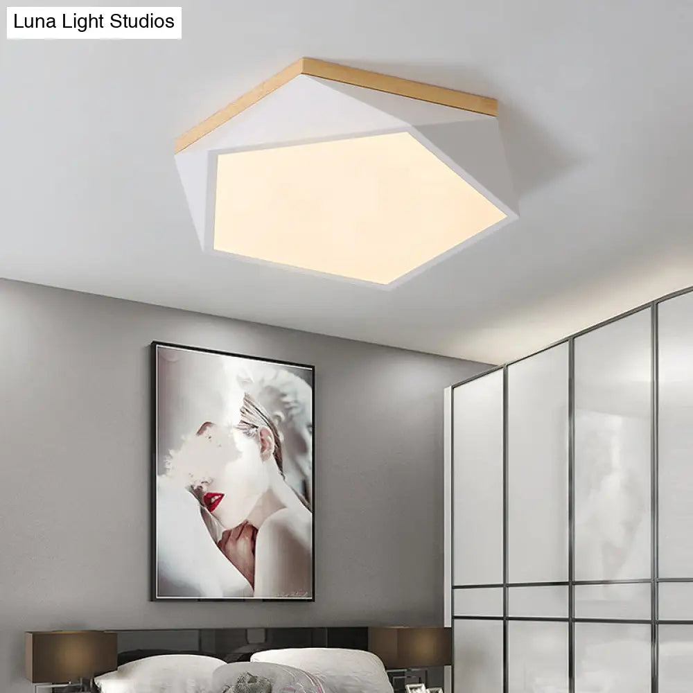 Modern Nordic Geometric Led Ceiling Light With Acrylic Diffuser - Metal Bedroom Flush Mount Fixture