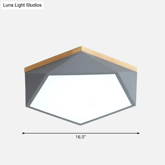 Modern Nordic Geometric Led Ceiling Light With Acrylic Diffuser - Metal Bedroom Flush Mount Fixture