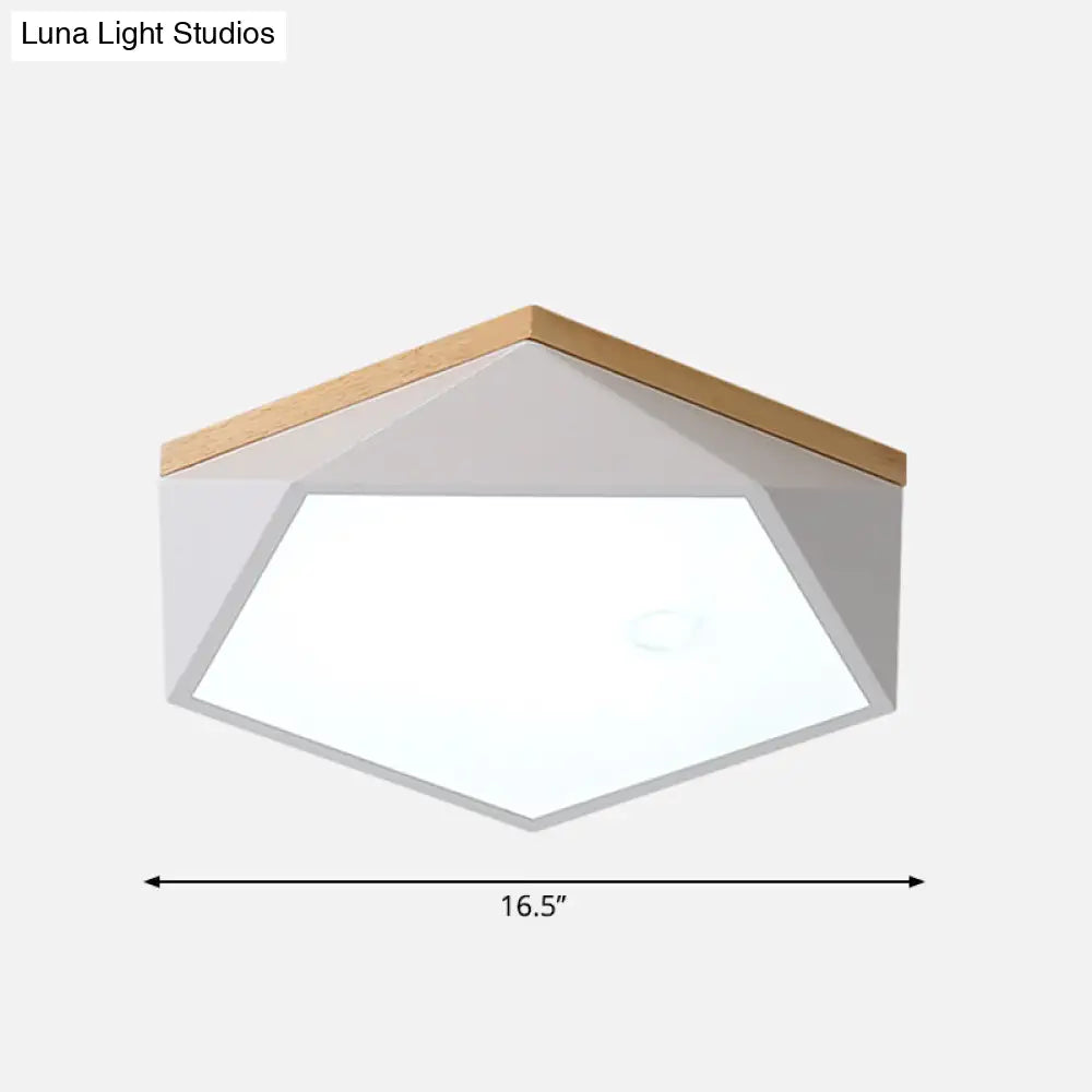 Modern Nordic Geometric Led Ceiling Light With Acrylic Diffuser - Metal Bedroom Flush Mount Fixture