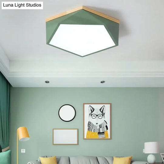 Modern Nordic Geometric Led Ceiling Light With Acrylic Diffuser - Metal Bedroom Flush Mount Fixture