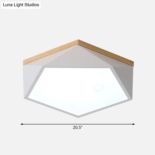 Modern Nordic Geometric Led Ceiling Light With Acrylic Diffuser - Metal Bedroom Flush Mount Fixture