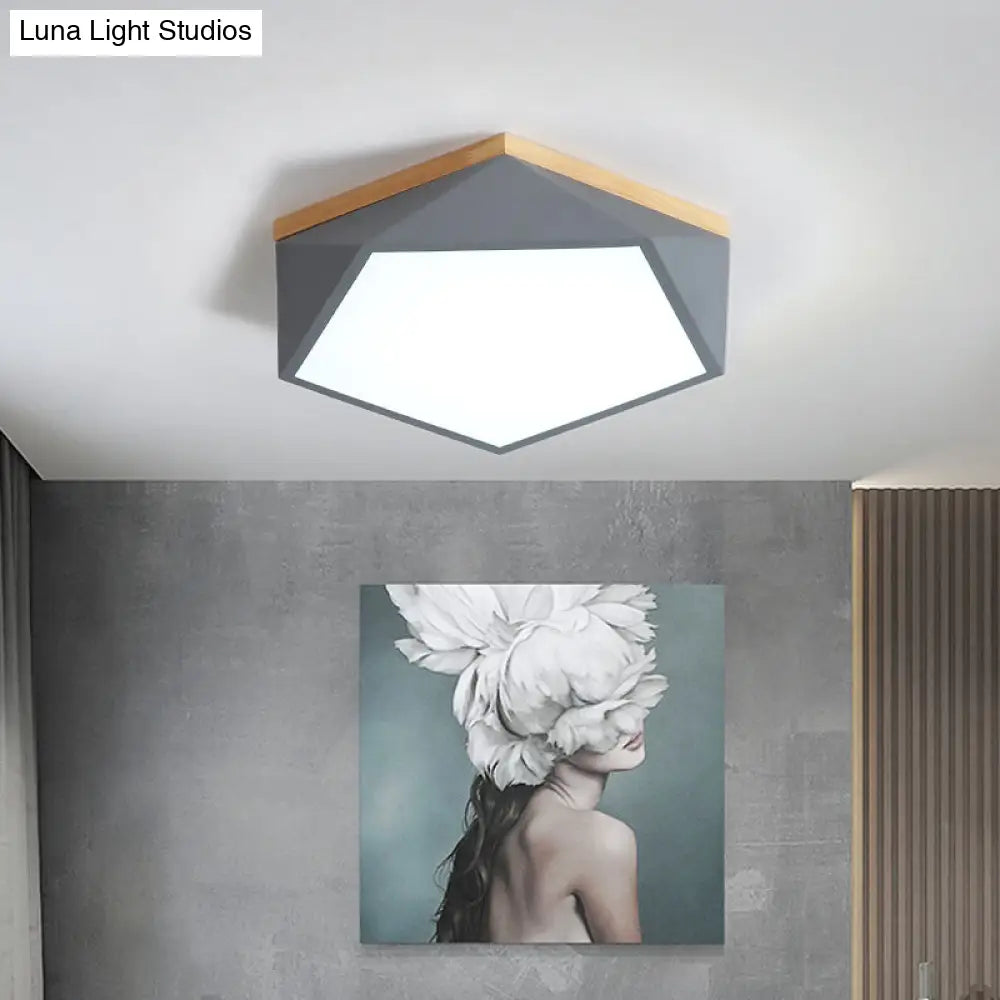 Modern Nordic Geometric Led Ceiling Light With Acrylic Diffuser - Metal Bedroom Flush Mount Fixture