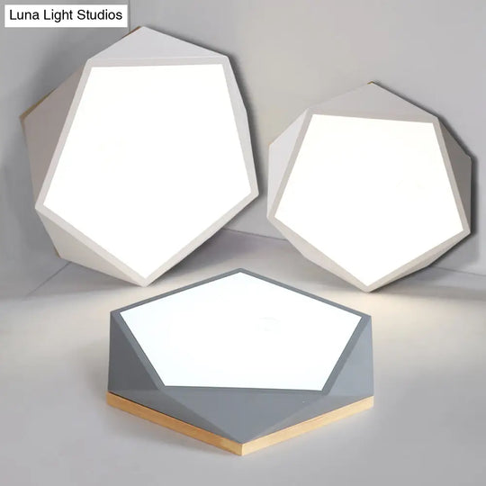 Modern Nordic Geometric Led Ceiling Light With Acrylic Diffuser - Metal Bedroom Flush Mount Fixture