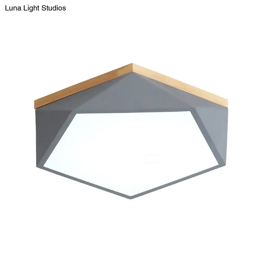 Modern Nordic Geometric Led Ceiling Light With Acrylic Diffuser - Metal Bedroom Flush Mount Fixture