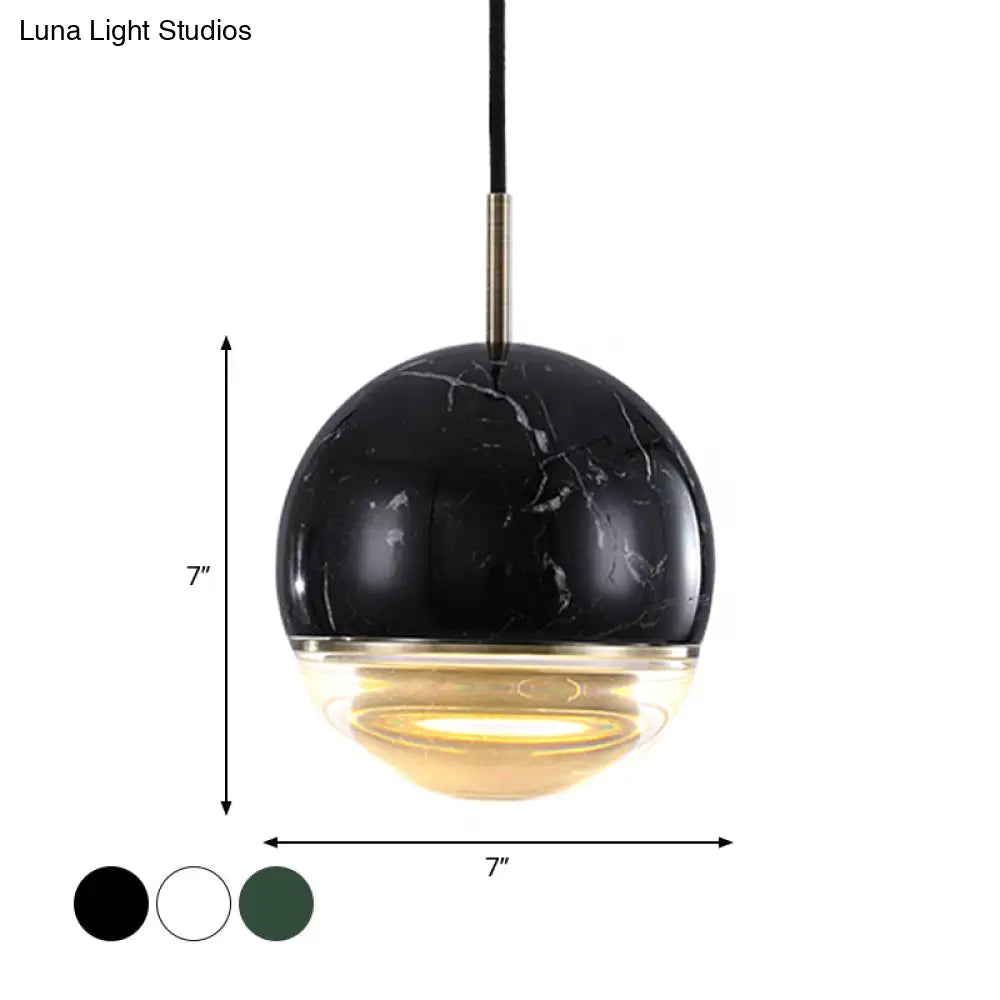 Modern Nordic Hanging Pendant Light - Led Marble Suspension In Multiple Sizes And Colors