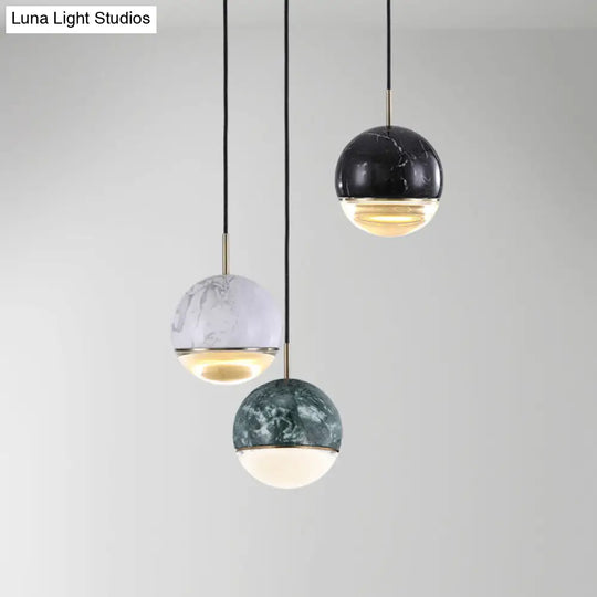 Modern Nordic Hanging Pendant Light - Led Marble Suspension In Multiple Sizes And Colors