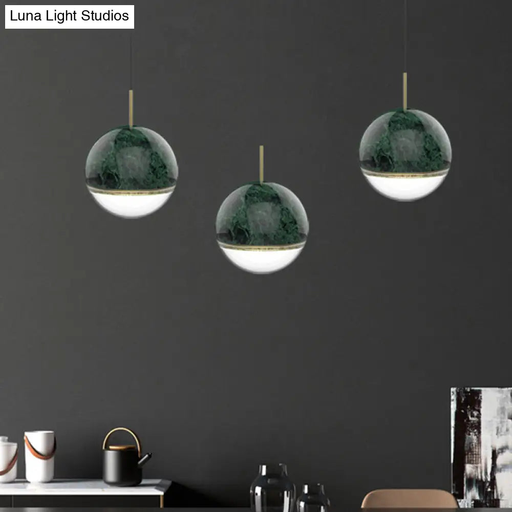 Modern Nordic Hanging Pendant Light - Led Marble Suspension In Multiple Sizes And Colors
