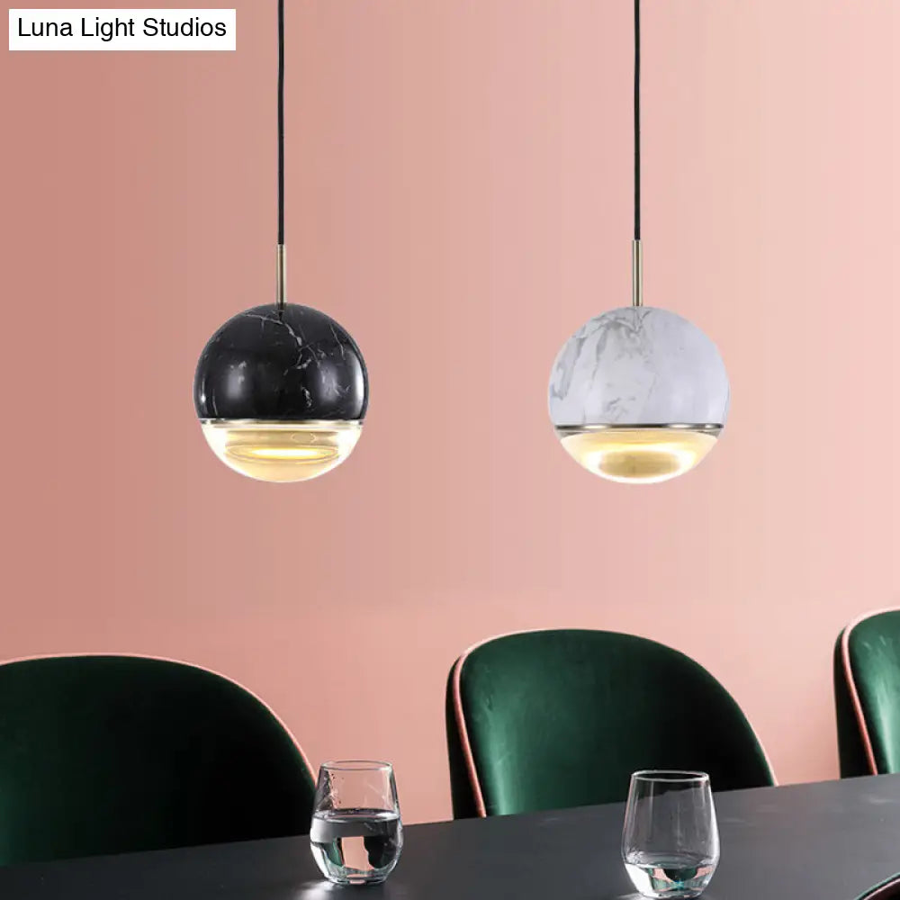 Modern Nordic Hanging Pendant Light - Led Marble Suspension In Multiple Sizes And Colors