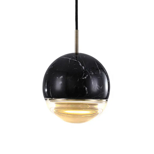 Modern Nordic Hanging Pendant Light - Led Marble Suspension In Multiple Sizes And Colors Black / 4’