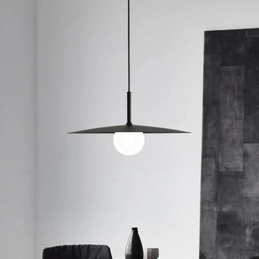 Modern Nordic Hanging Pendant Light With Milk Glass Shade - Single Bulb Ceiling Fixture In