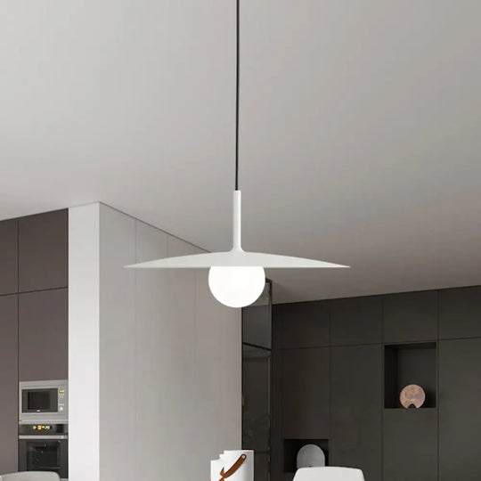 Modern Nordic Hanging Pendant Light With Milk Glass Shade - Single Bulb Ceiling Fixture In