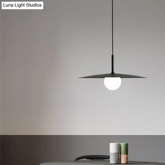 Modern Nordic Hanging Pendant Light With Milk Glass Shade - Single Bulb Ceiling Fixture In