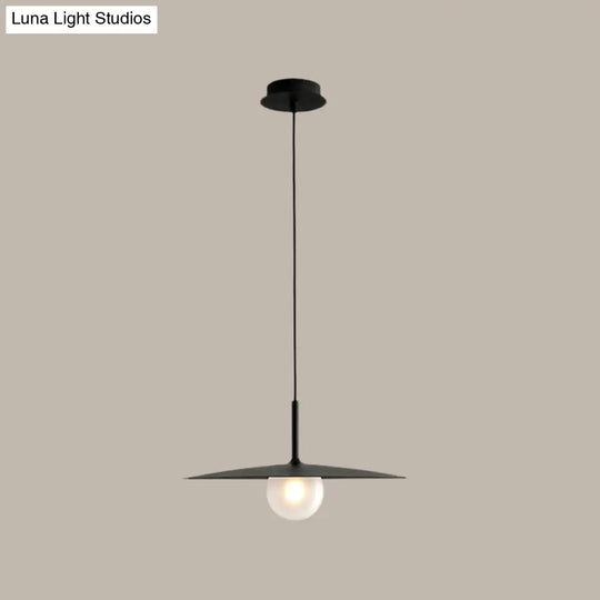 Nordic Hanging Light Metal Single Restaurant Pendant With Milk Glass Shade In Black/Grey/White