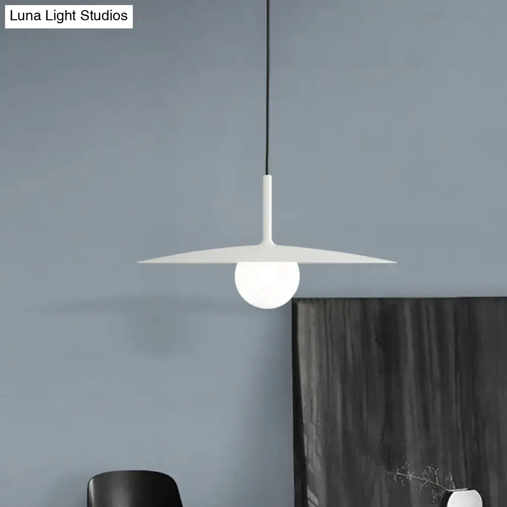 Modern Nordic Hanging Pendant Light With Milk Glass Shade - Single Bulb Ceiling Fixture In