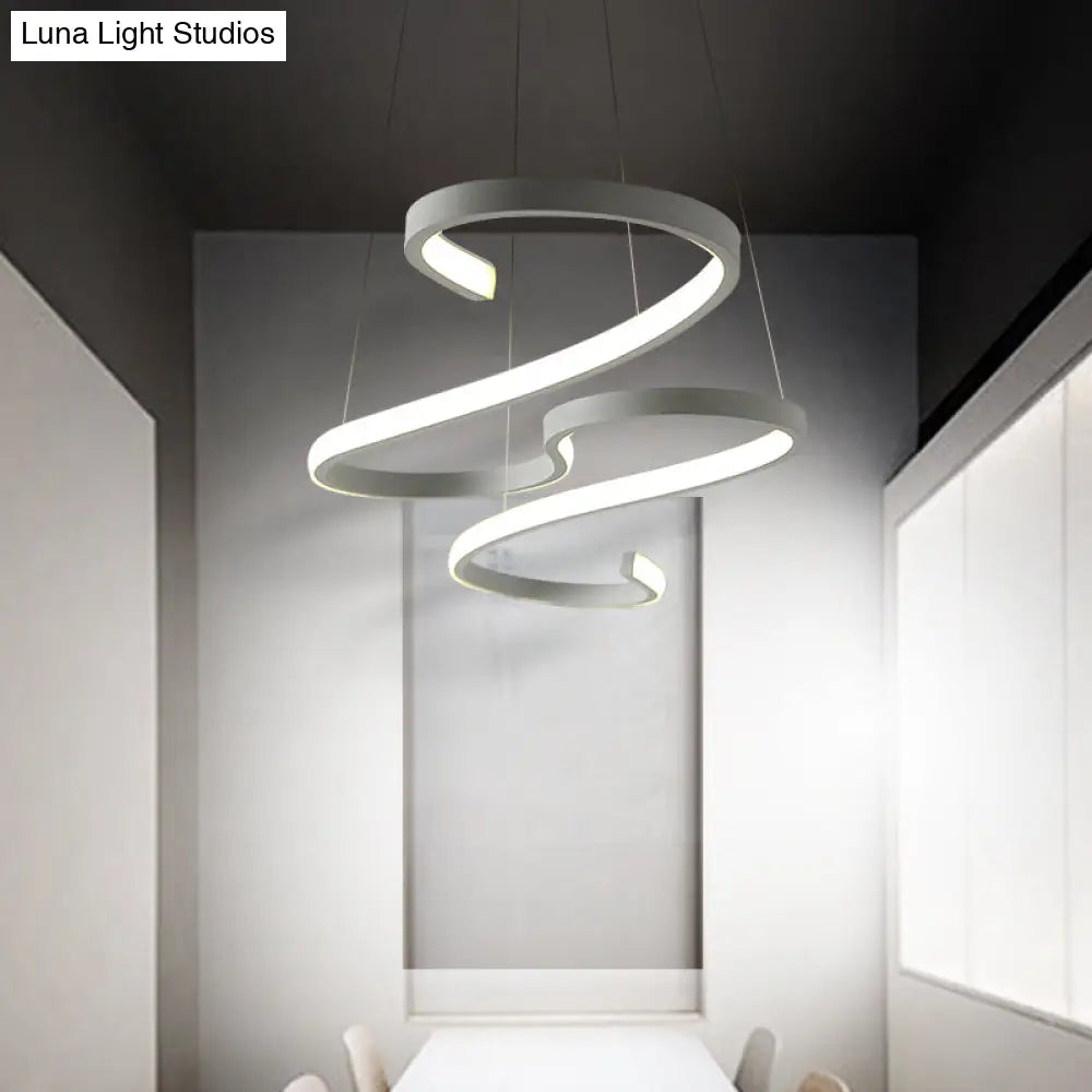 Modern Nordic Led Acrylic Twist Pendant Light In Pink/Black/White - Warm/White/Natural Lighting