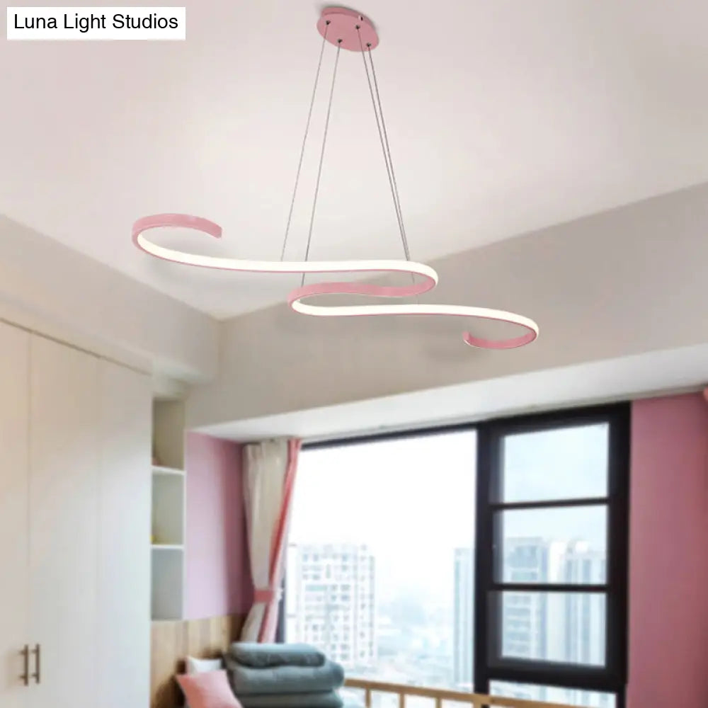 Modern Nordic Led Acrylic Twist Pendant Light In Pink/Black/White - Warm/White/Natural Lighting