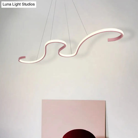 Nordic Acrylic Led Twist Pendant Light - Pink/Black/White With Warm/White/Natural Glow Pink / White