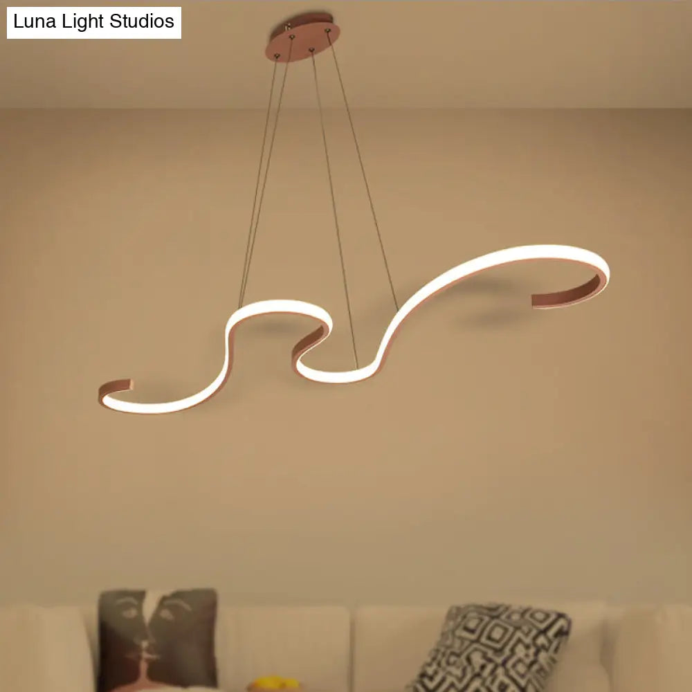 Modern Nordic Led Acrylic Twist Pendant Light In Pink/Black/White - Warm/White/Natural Lighting