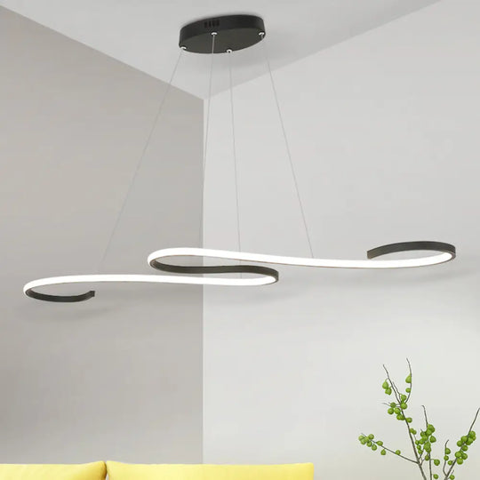 Modern Nordic Led Acrylic Twist Pendant Light In Pink/Black/White - Warm/White/Natural Lighting