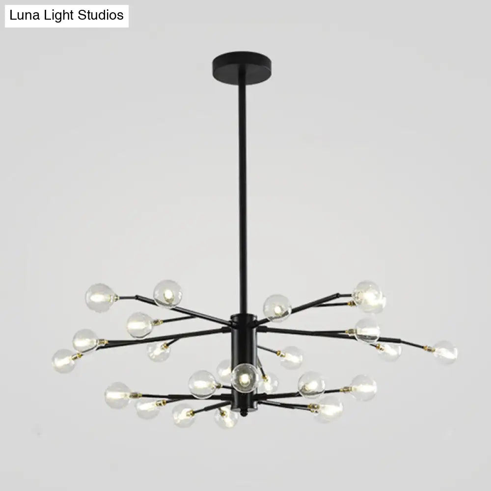 Nordic Style Metallic Branch Suspension Led Chandelier For Living Room 25 / Black A