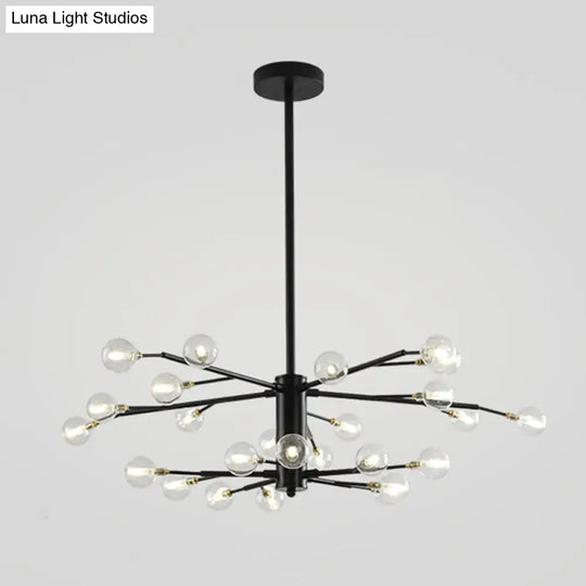 Nordic Style Metallic Branch Suspension Led Chandelier For Living Room 25 / Black A