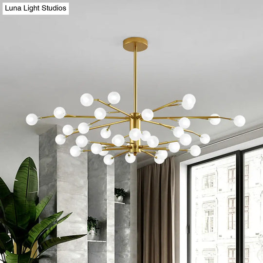 Nordic Style Metallic Branch Suspension Led Chandelier For Living Room