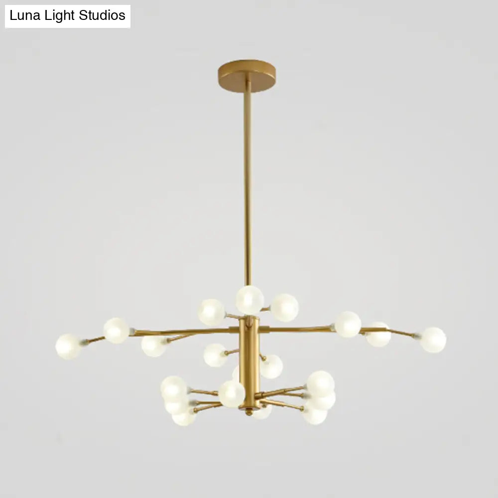 Nordic Style Metallic Branch Suspension Led Chandelier For Living Room 20 / Gold B