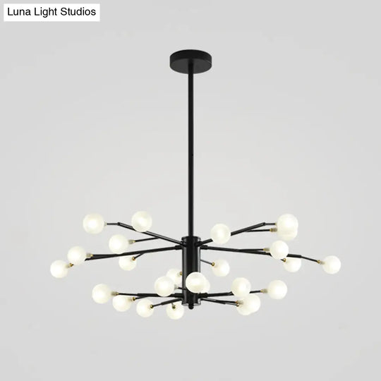 Nordic Style Metallic Branch Suspension Led Chandelier For Living Room 35 / Black B